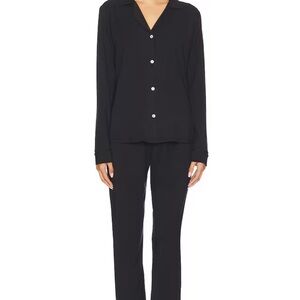 Eberjey Midnight Black Button-Up Pajama Set Fiona Catnap Pj set